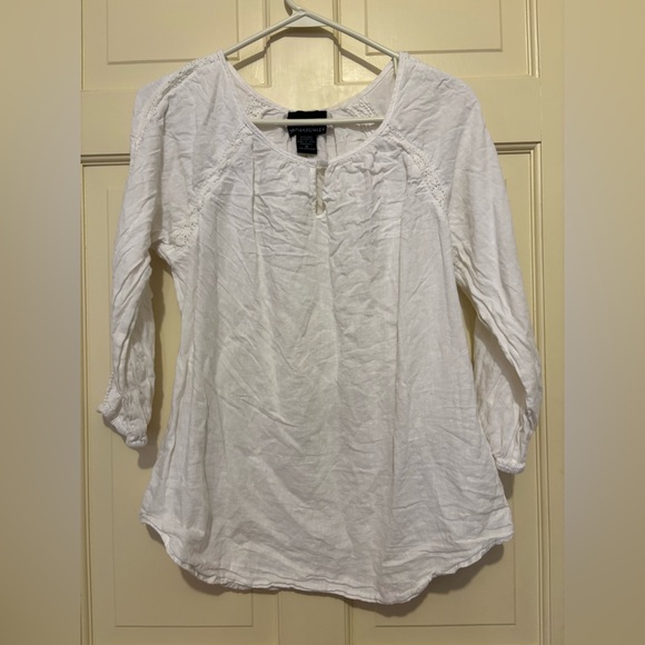 Cynthia Rowley Tops - Cynthia Rowley White quarter sleeve classic elegant fall winter Blouse shirt